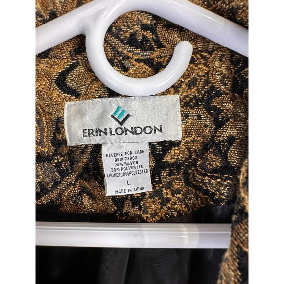Vintage Erin‎ London Tapestry Jacket L Gold Black Floral Paisley Velvet Blazer - Picture 8 of 10